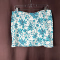 Lands' End Women's 4-8, 4-14W LONG Tummy Control Swim Skirt White/Turquoise