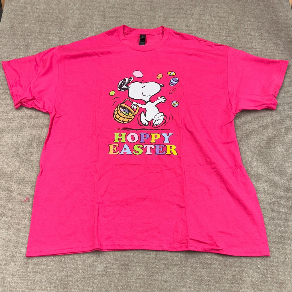 Gildan Womens Juniors 2XL Magenta Hoppy Easter Cute Dog Print T-Shirt Short Slee