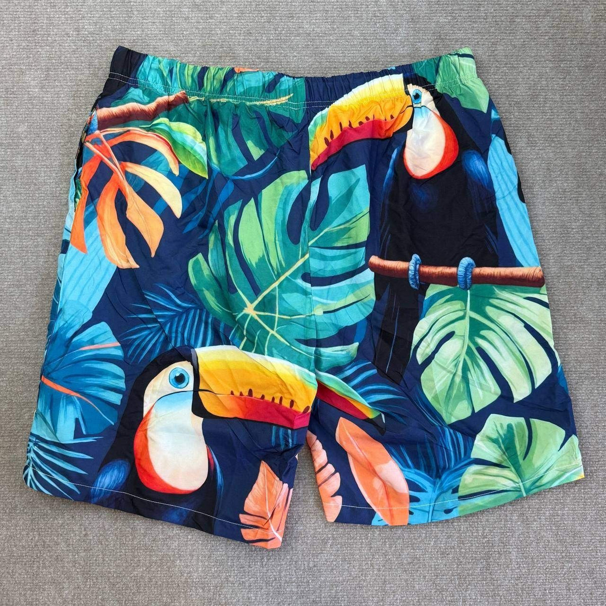 Set of 3 Men's XL Toucan Eagle Watermelon Swim Trunks Quick Dry Beach Shorts M