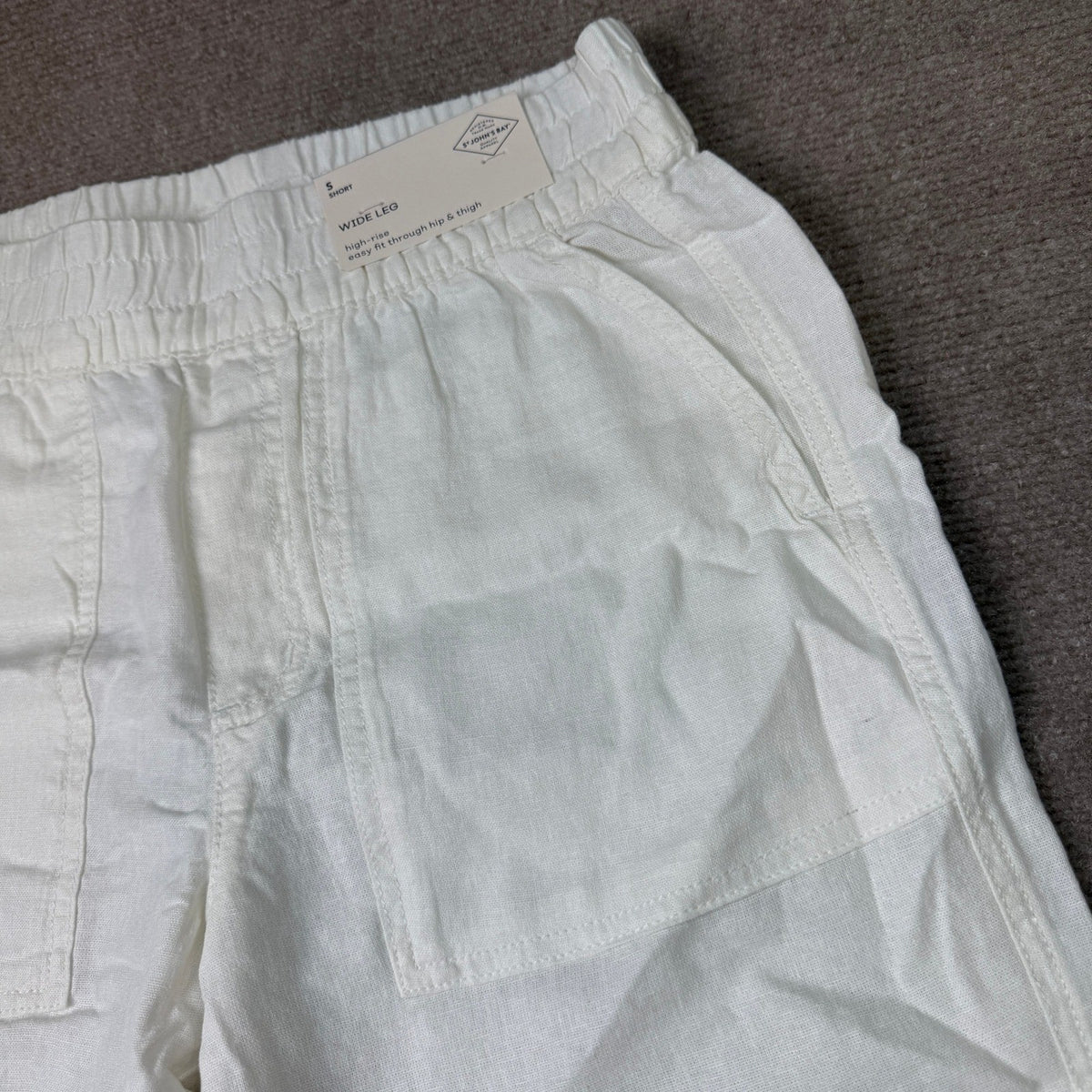 MSRP $48 St. John's Bay Womens S Short White Wide Leg High Rise Pull-On Pants