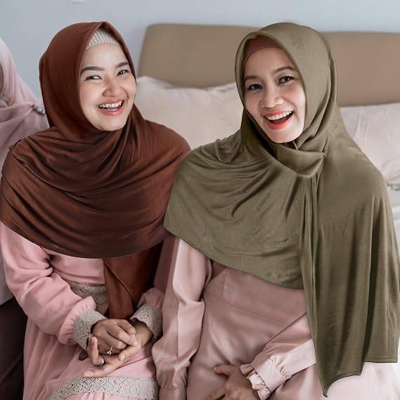 Set of 2 MSRP $23 Handepo Women's Coffee, Army Green Instant Hijab Jersey Muslim