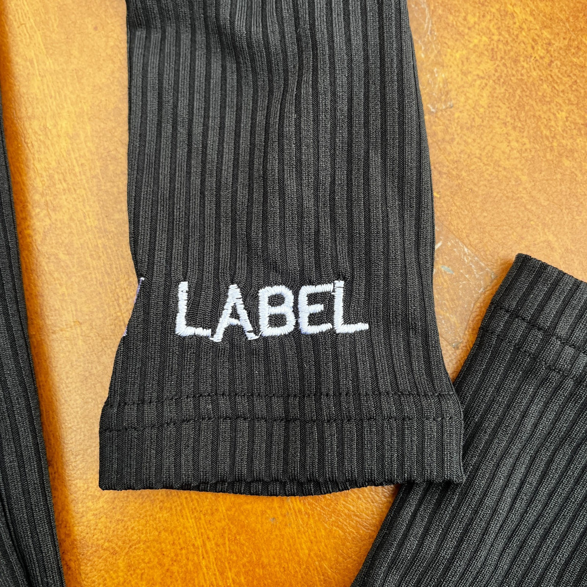 Womens Lucky Label S, M Black Zipper High Neck Long Sleeve Jumpsuit Ribbed