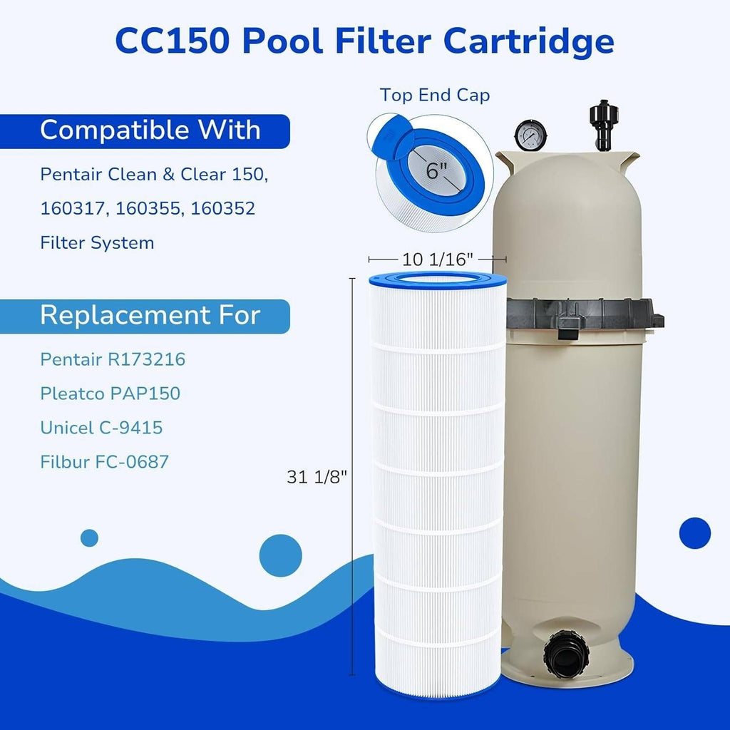 Fil-fresh CC150 Pool Filter Cartridges 150 sq.ft Compatible with Pentair Clean