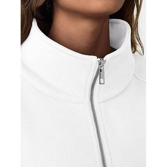 MSRP $43 Trendy Queen Women's White S Sweatshirts Zip Up Hoodies Crop