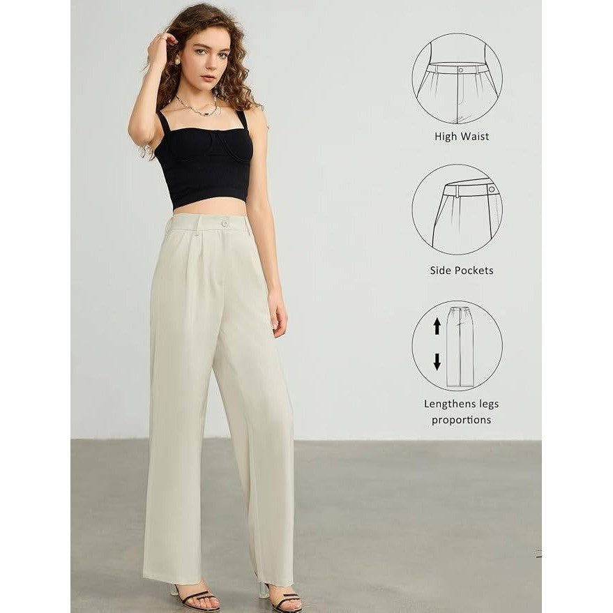 MSRP $33 Tapata Women's 10 Wide Leg Pants High Waisted Dress Trousers Casual