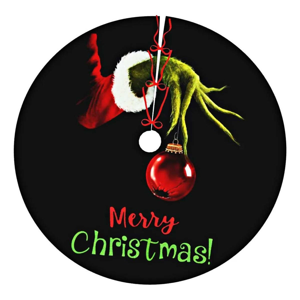 Grinch Stole Xmas 36" Christmas Tree Skirt Black Ornament Tree Mat Holiday Part