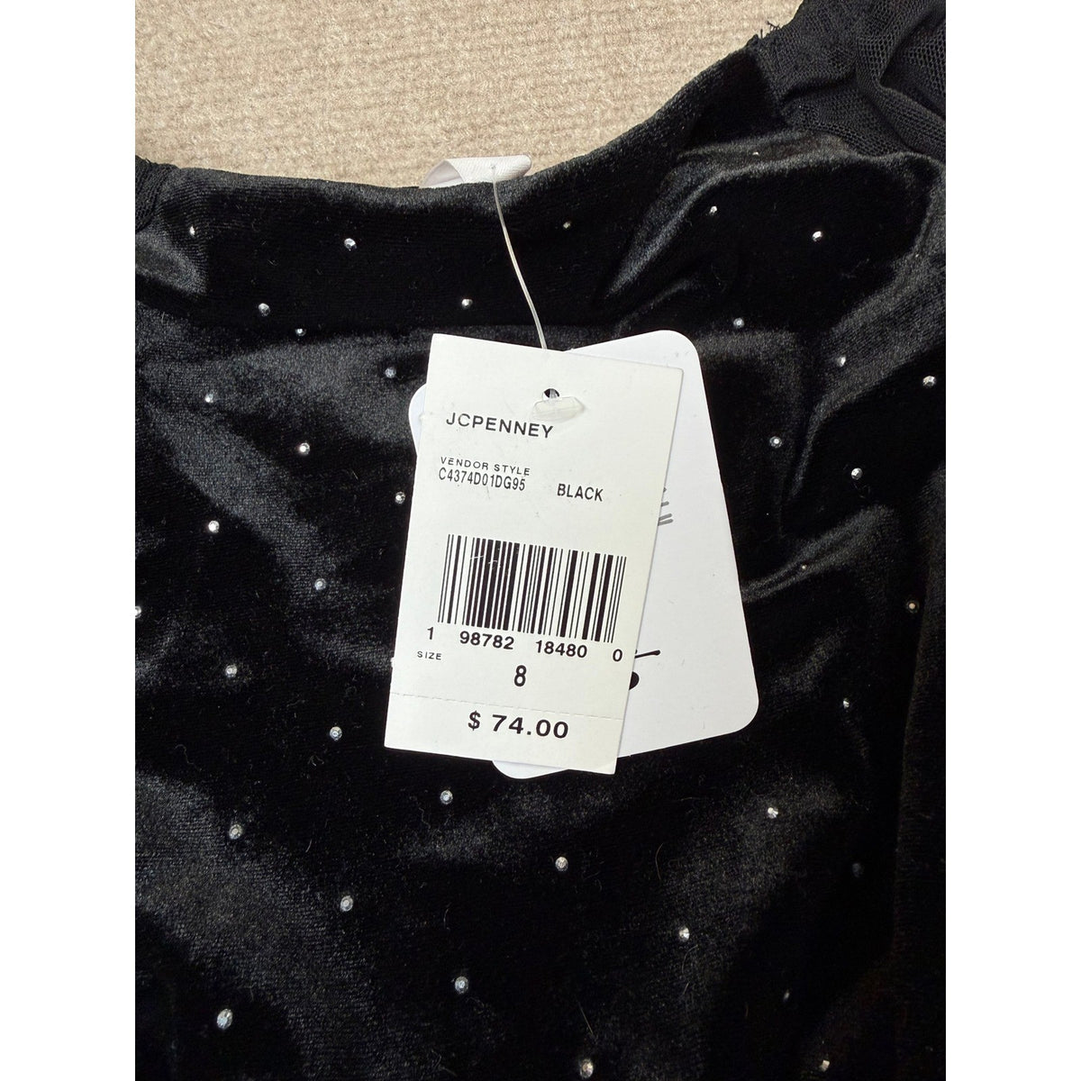MSRP $74 Speechless Girls' 8 Black Velvet Pearl-Embellished Jumpsuit Long She