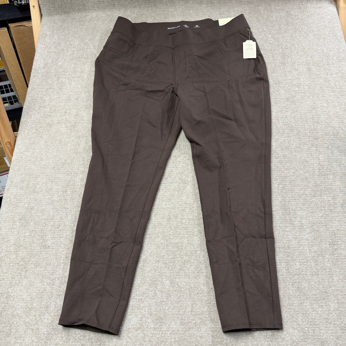 MSRP $50 St. John's Bay Womens 2X Chocolate Chip Skinny Pull-On Pants