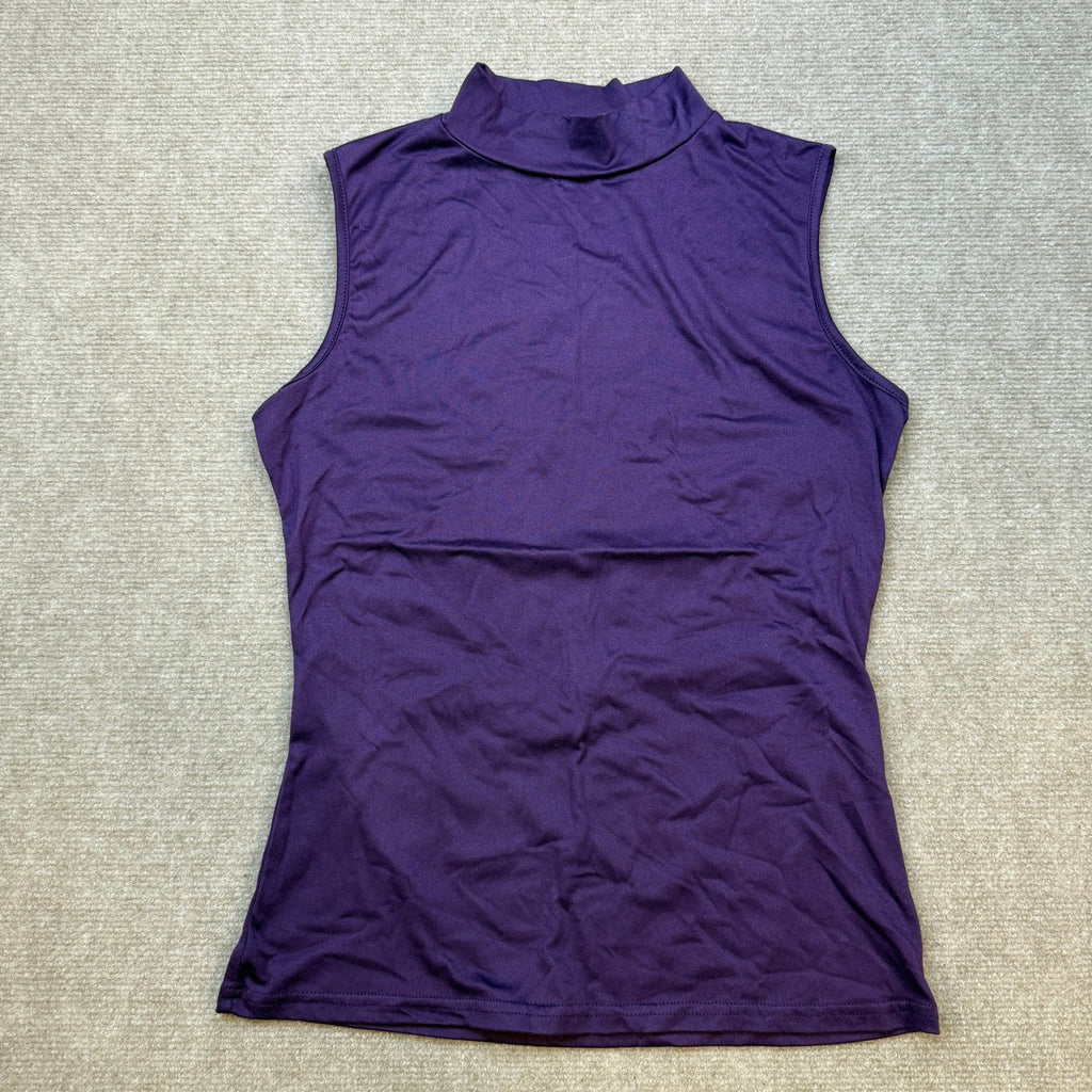 Zeagoo Women's M Purple Mock Turtleneck Tank Top Slim Fitted Sleeveless Top