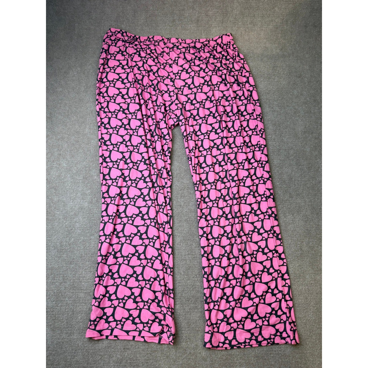 MSRP $48 White Mark Womens 1X Pink Hearts Long Sleeve 2 Piece Pajama Set