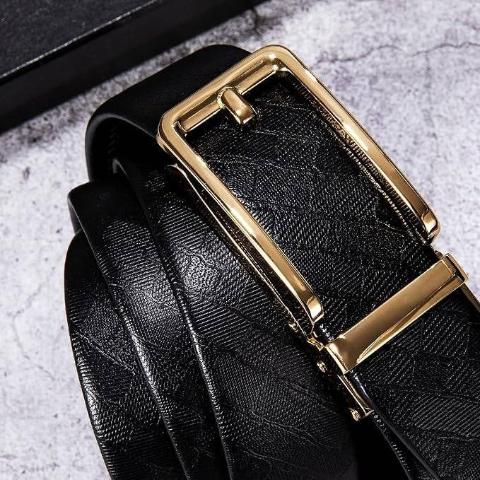 MSRP $26 Dubulle Men's Click Belt 1 3/8", 24"-38" Waist Gold Fashion Buckle