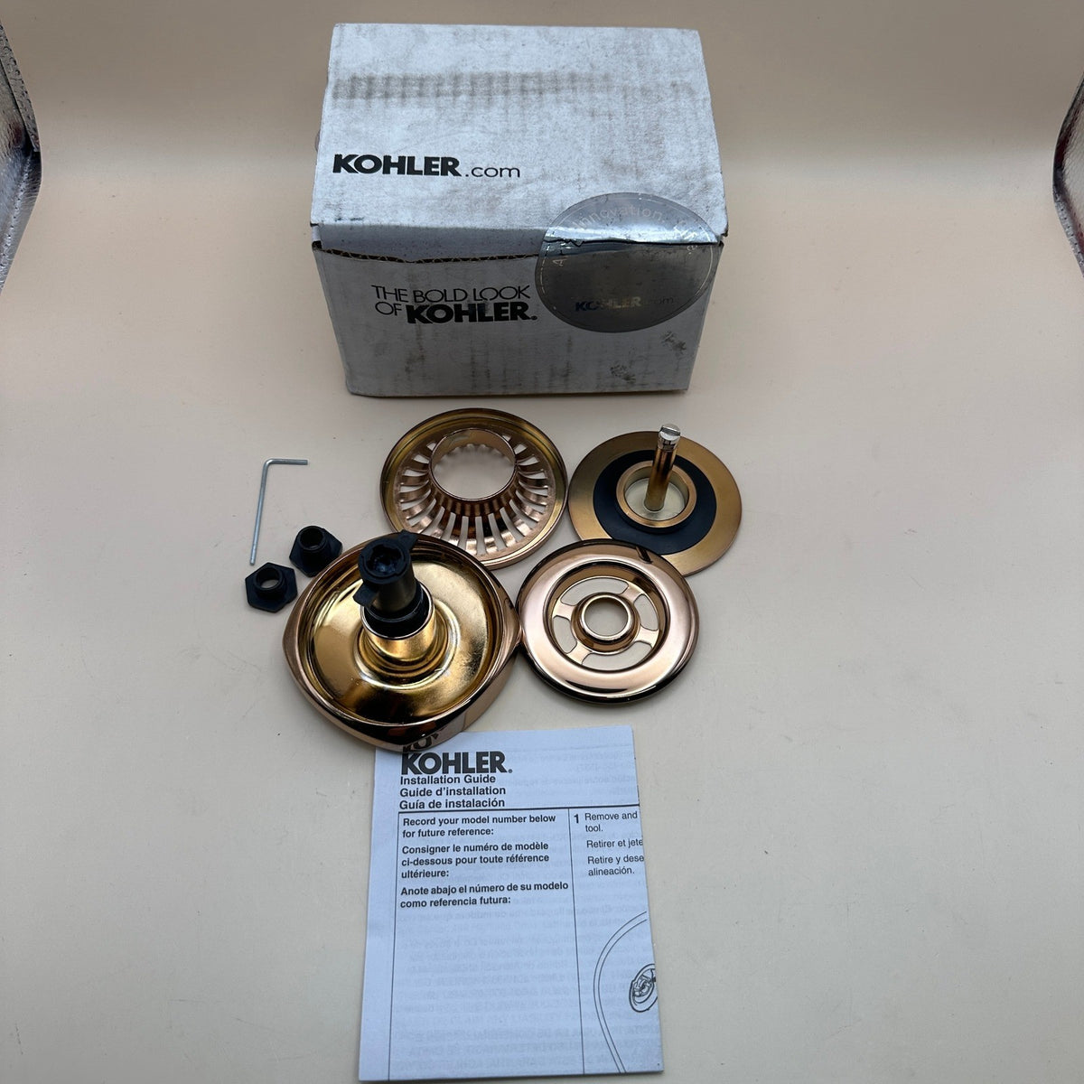 Kohler T37391 PureFlo Rotary-Turn Bath Drain Trim Vibrant Polished Brass