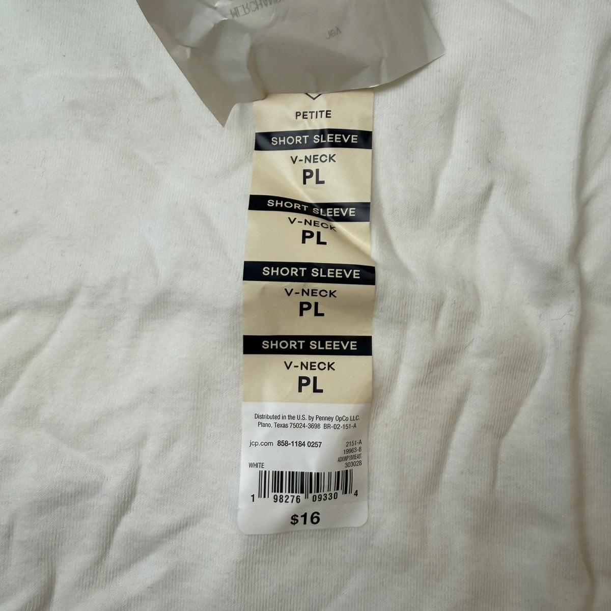 Set of 2 NWT St. John's Bay Womens L Petite White V Neck T-Shirt Short Sleeve