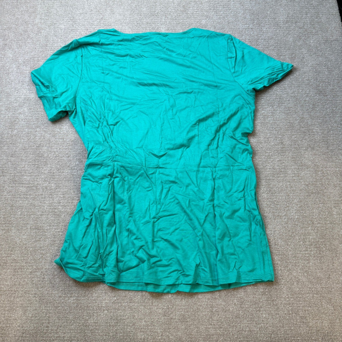 MSRP $42 Liz Claiborne Women's L Tall Alhambra Green Side Tie Top T-Shirt Short
