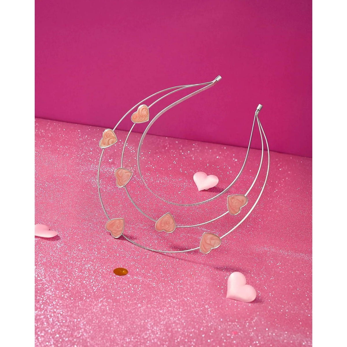 Zivyes Valentine Pink Heart Headband Halo Tiara Crown Halloween Thanksgiving