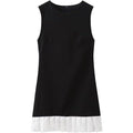 MSRP $38 Suillty Women's M Elegant Splicing Pleated Mini Dress Fashion Round