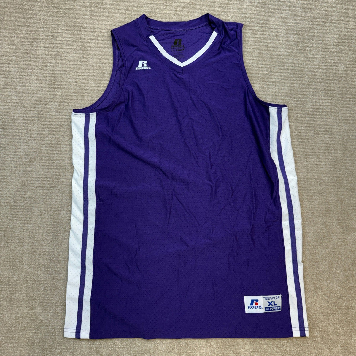 Russell Athletic Purple/White Sz XL Dri Power Youth Legacy Basketball Jersey