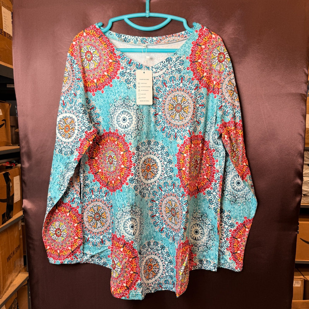 ROSRISS Womens Plus Size 14W-28W Top Long Sleeve Tee V-Neck Tunic Blouse T-Shirt