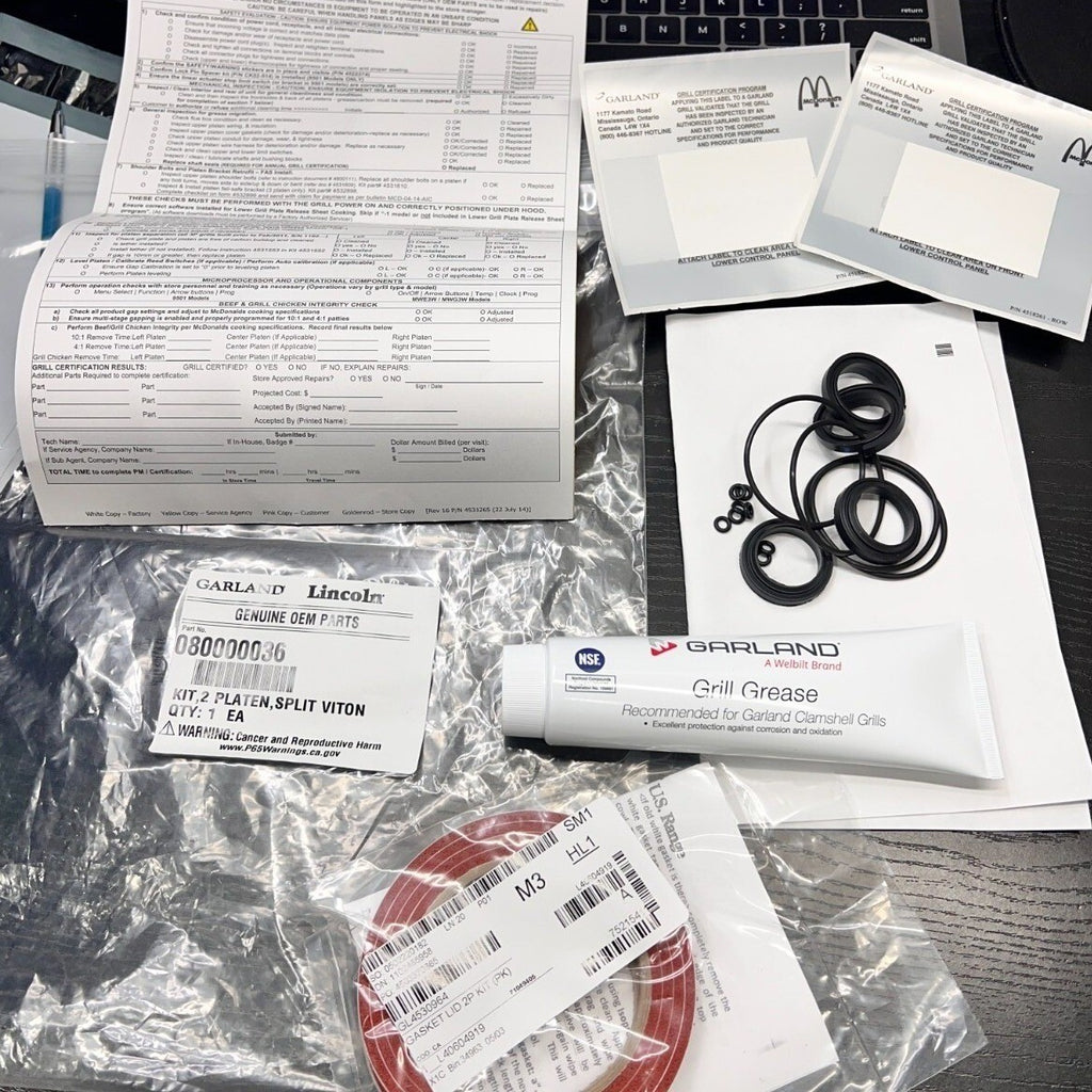 Set of Garland 080000036 Kit 2 Platen Split Viton, 4530964 Gasket Lid 2P Kit, 45