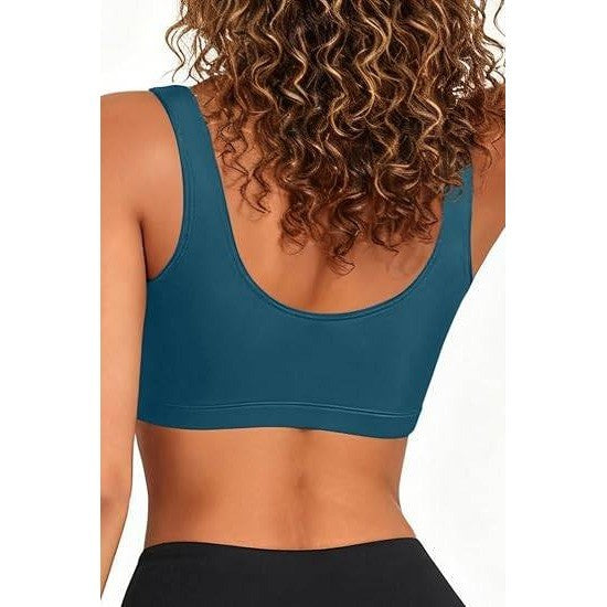 MSRP $26 Tempt Me Women's XXL Blue Green Sports Bra Bikini Top Only Push Up Scoo