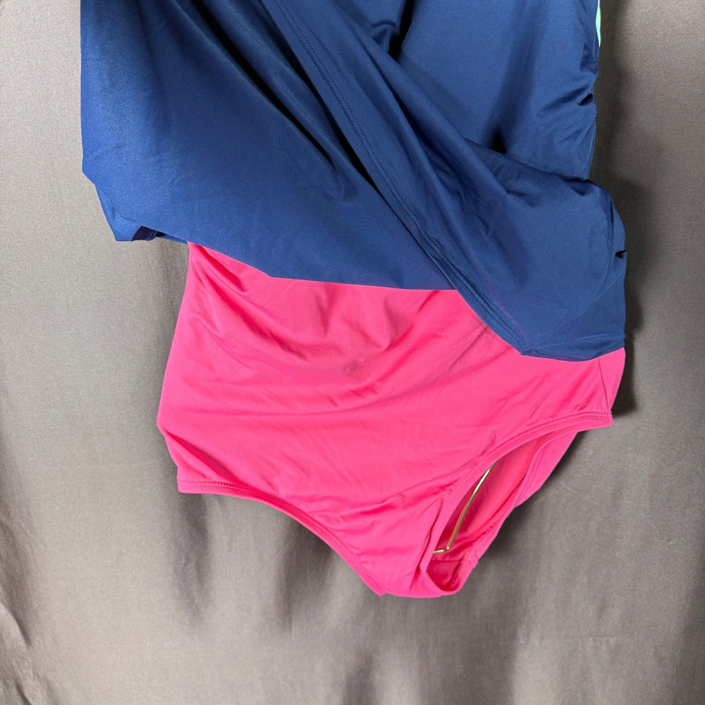 Lands' End Women's 8 High Neck Swim Dress Chlorine Resistant One Piece Swimsuit