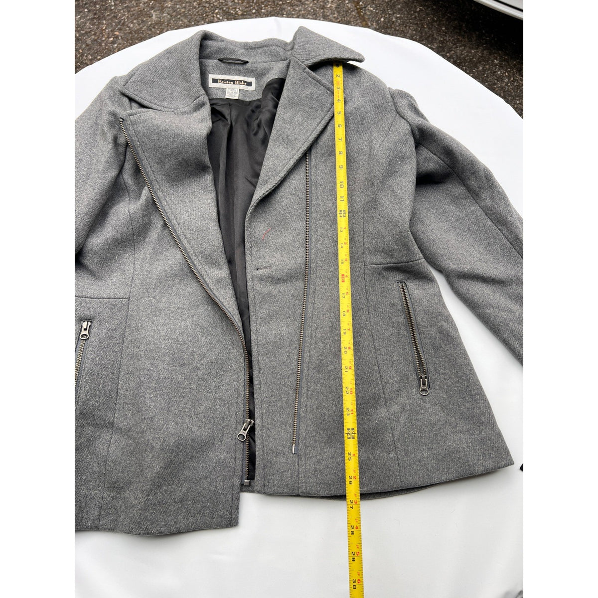 NWT Kristen Blake Jacket Women's XL Heather Grey Coat Wool Asymmetrical Zip