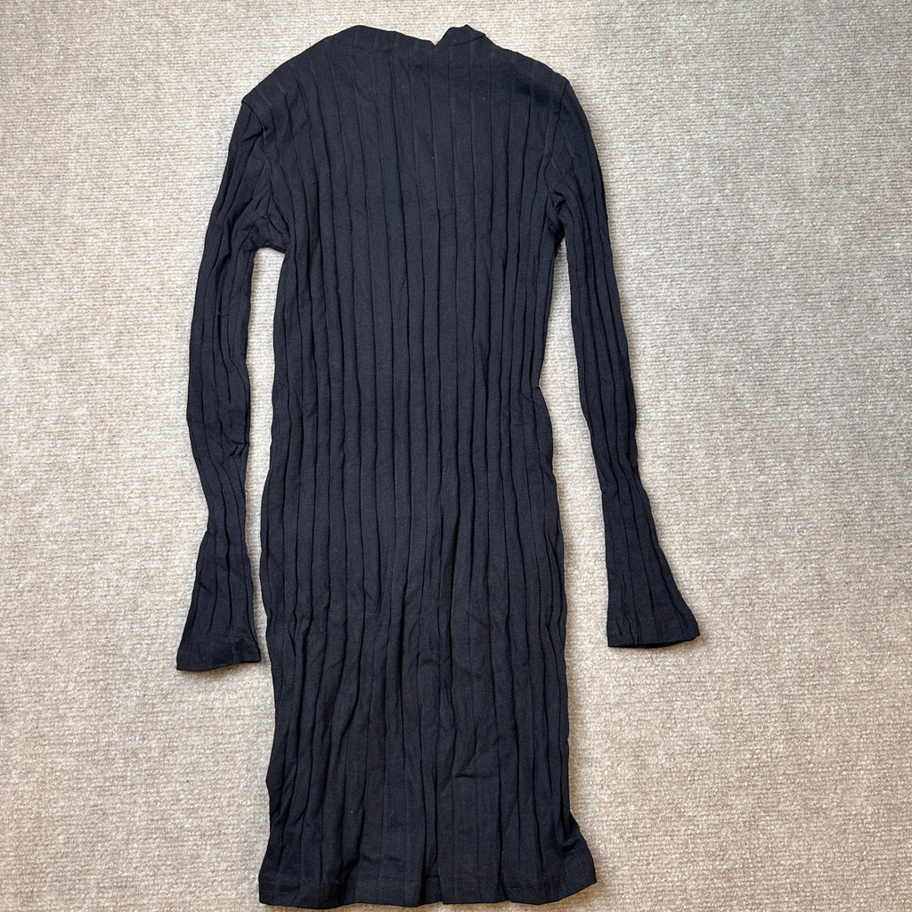 MSRP $30 Floerns Girls 11-12Y Black Long Sleeve Rib Knit Fitted Pencil Dress