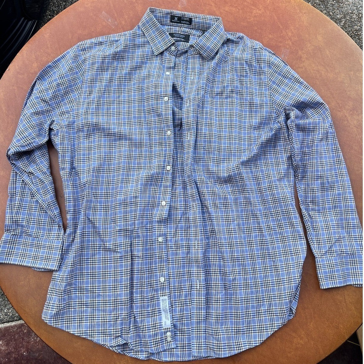 Nordstrom Shirt Men's 16.5/34 Traditional Fit Blue Plaid Long Sleeve Button Up