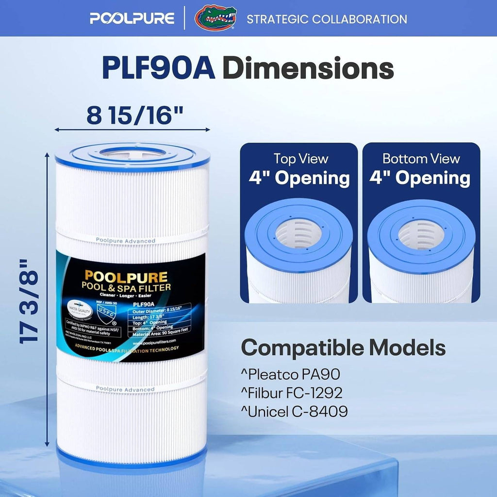 POOLPURE PLF90A Pool Filter Replaces Hayward C900, CX900RE, Pleatco PA90 Compati