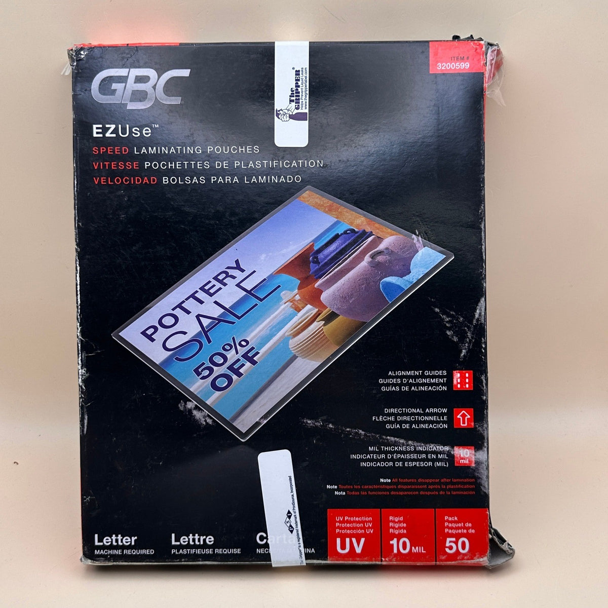 Pack of 50 GBC 3200599 EZUse 11.5"x9" Thermal Laminating Pouches 10 Mil