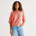 MSRP $44 A.N.A Womens M Coral Frost Crew Neck Short Sleeve Pullover Sweater