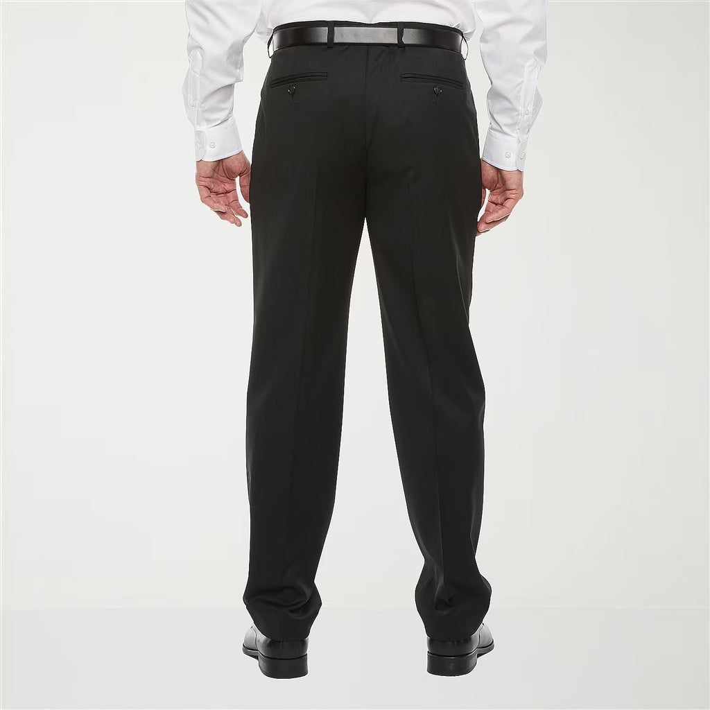 MSRP $110 Stafford Coolmax Mens 44x30 Black Suit Pants Classic Fit Pleated Front