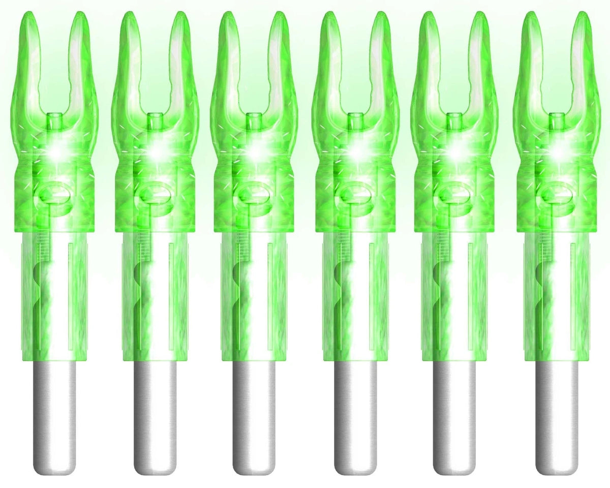 Pack of 6 LED Lighted Nocks for Arrows 0.244"/6.20mm On/Off Switch