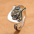 Rock Music Guitar Open Ring for Men Women Stainless Steel Size 8 Adjustable 7-9
