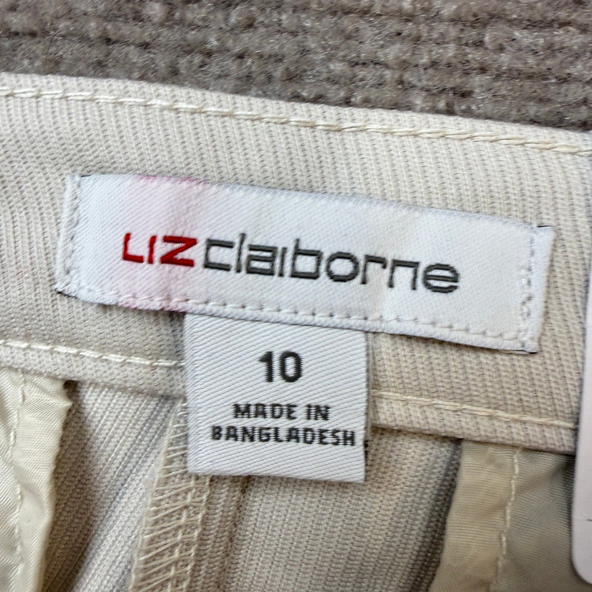 MSRP $54 Liz Claiborne Womens 10 Moonbeam Wide Leg Mid Rise Trouser Pants