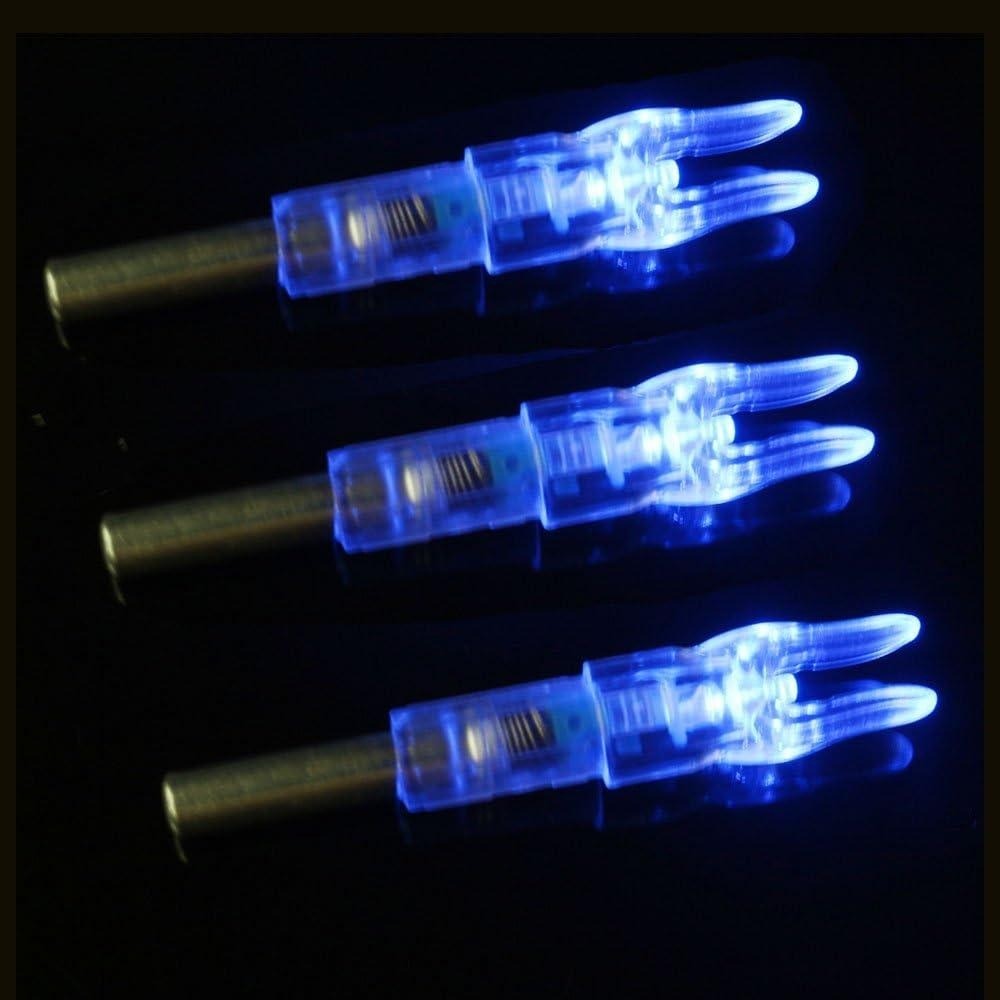 Set of 12 LED Green Blue Lighted Nocks for Arrows 0.233"/5.91mm On/Off Switch