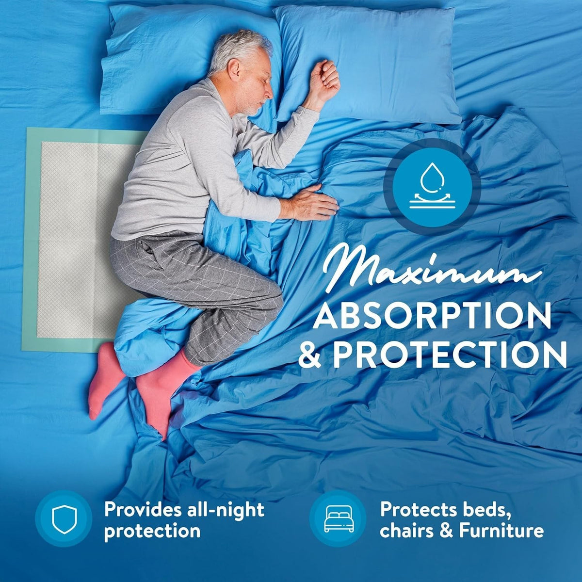 Pack of 50 Inspire Extra Large 36" x 36" Super Absorbent Disposable Bed Pads for