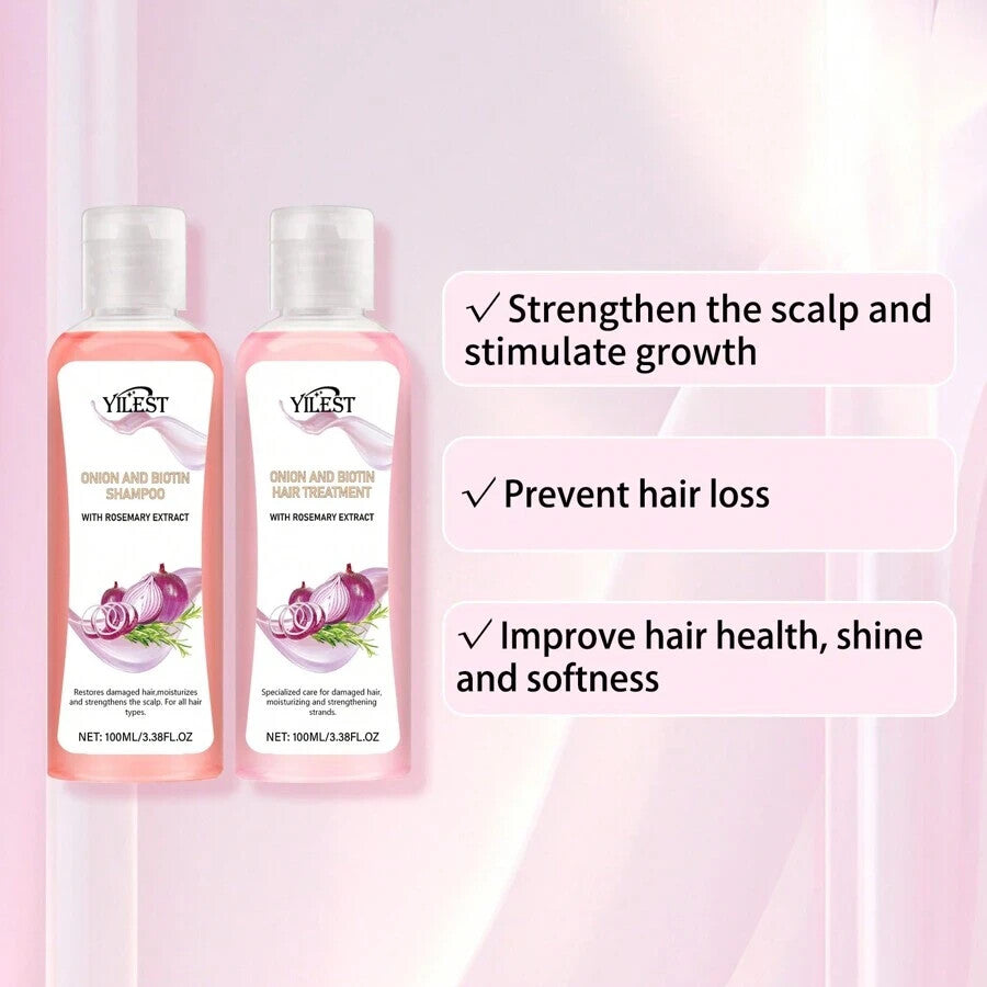 Pack of 2 YILEST Onion&Biotin And Rosemary Shampoo + Conditioner Set, Biotin And