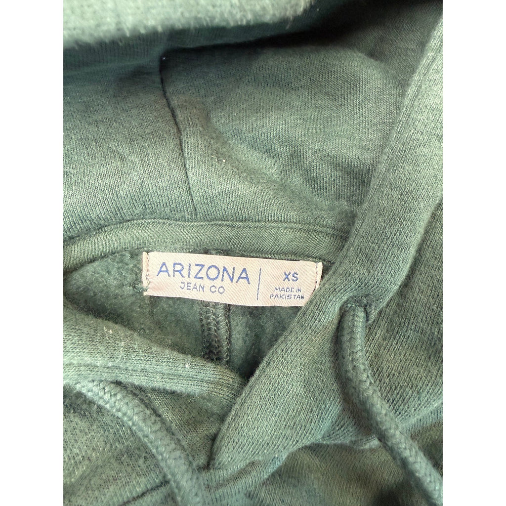 MSRP $48 Arizona Womens XS Green Leisure Club Juniors Long Sleeve Active Hoodie