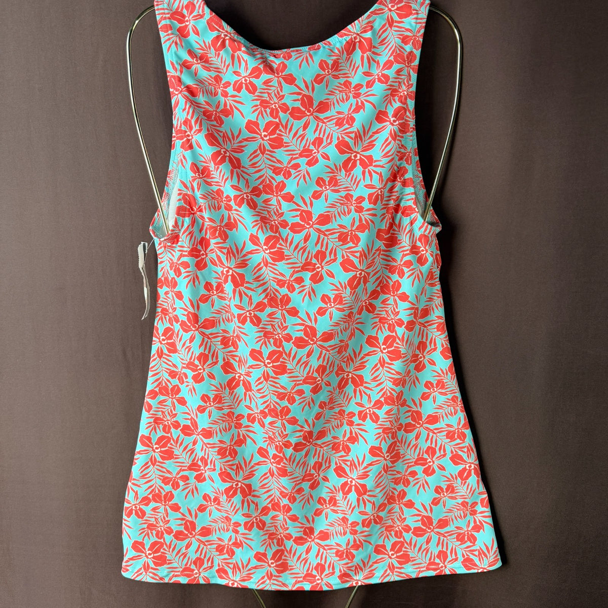 Lands' End Women's 2-10 LONG High Neck UPF 50 Modest Tankini Swimsuit Top Red Bl