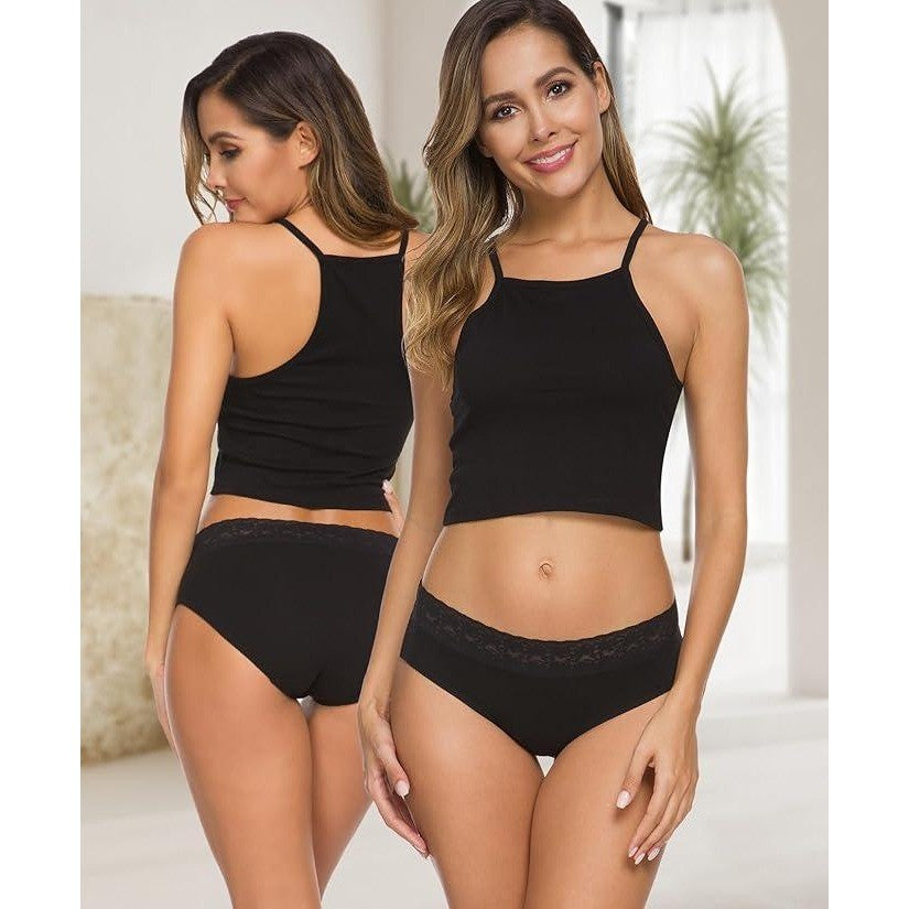 Set of 5 MSRP $26 AYMEFF Women's L Black Cotton Bikini Brief Underwear