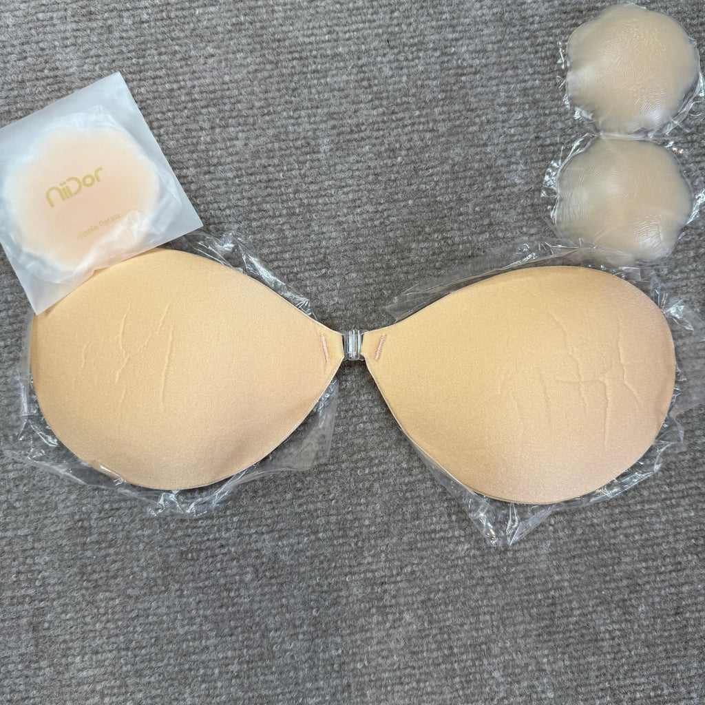 MSRP $32 Niidor Adhesive Bra A-Cup Strapless Sticky Invisible Push up Silicone