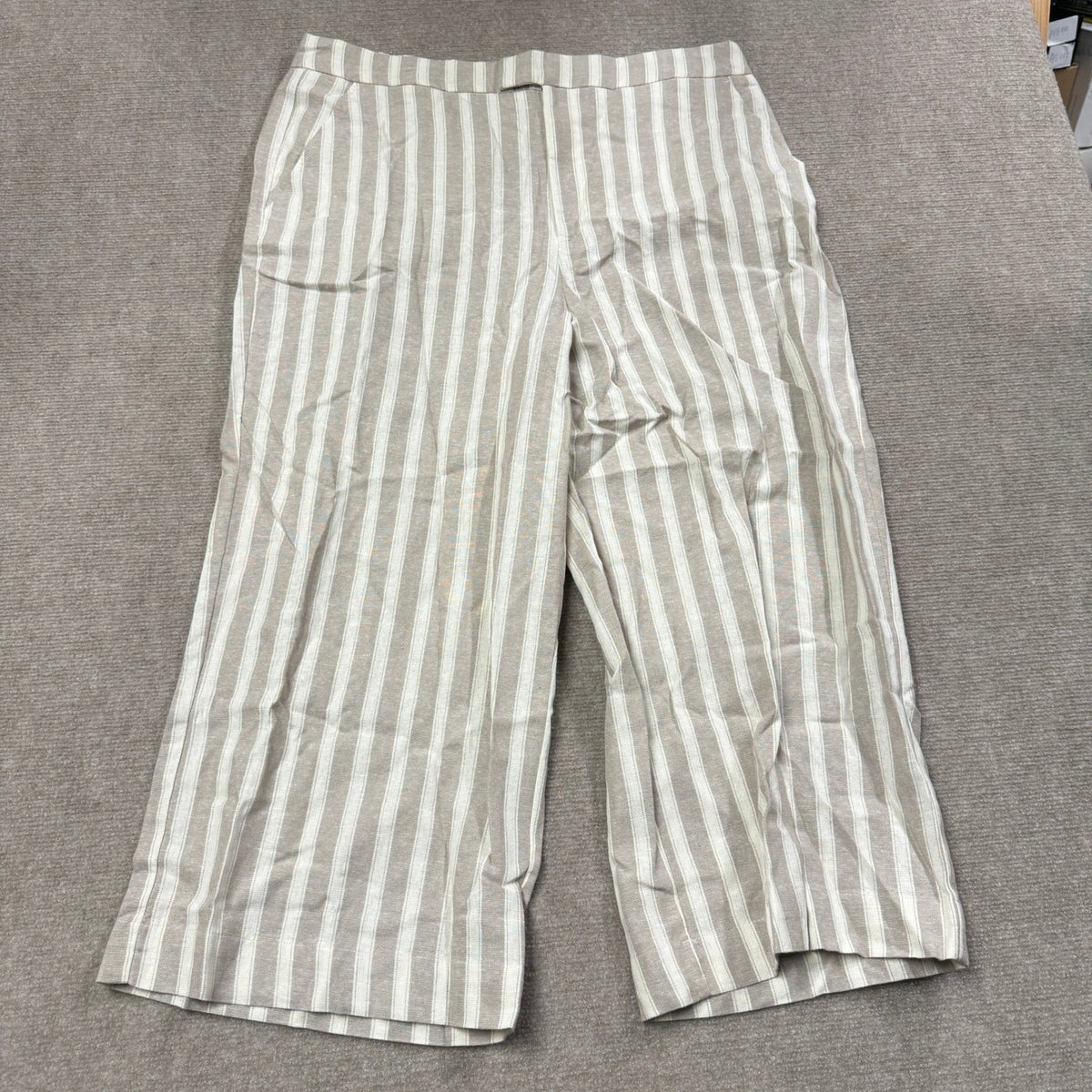 MSRP $48 A.N.A Womens XXL Birchwood Stripe Wide Leg Cropped Pants High Rise
