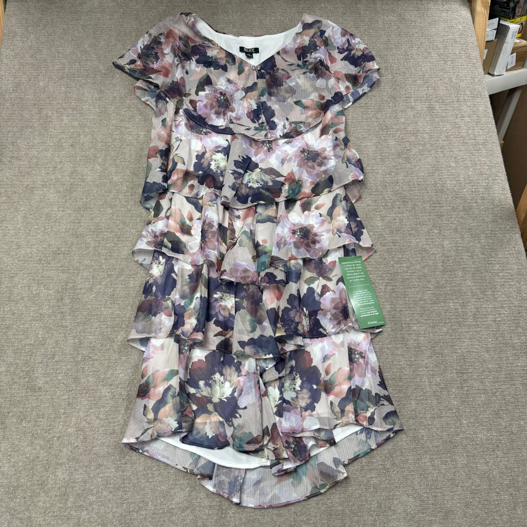 NWT S. L. Fashions Womens 10 Blush Multi Floral Shift Dress Short Sleeve Round