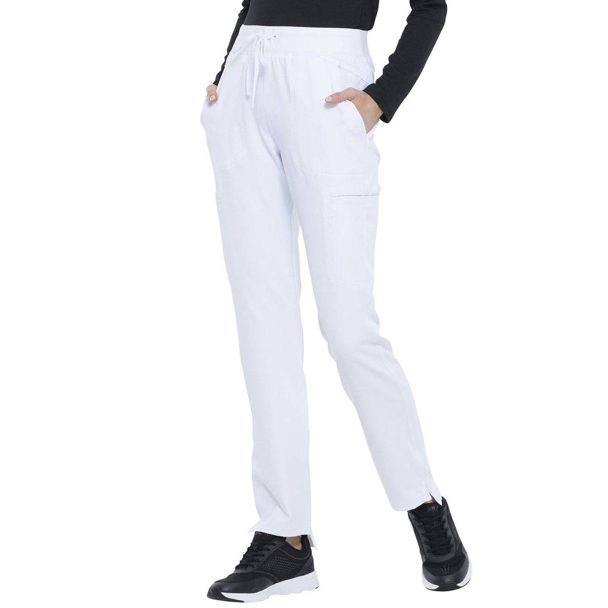 Elle Women's M Tall Scrubs Pant Natural Rise Straight Leg White