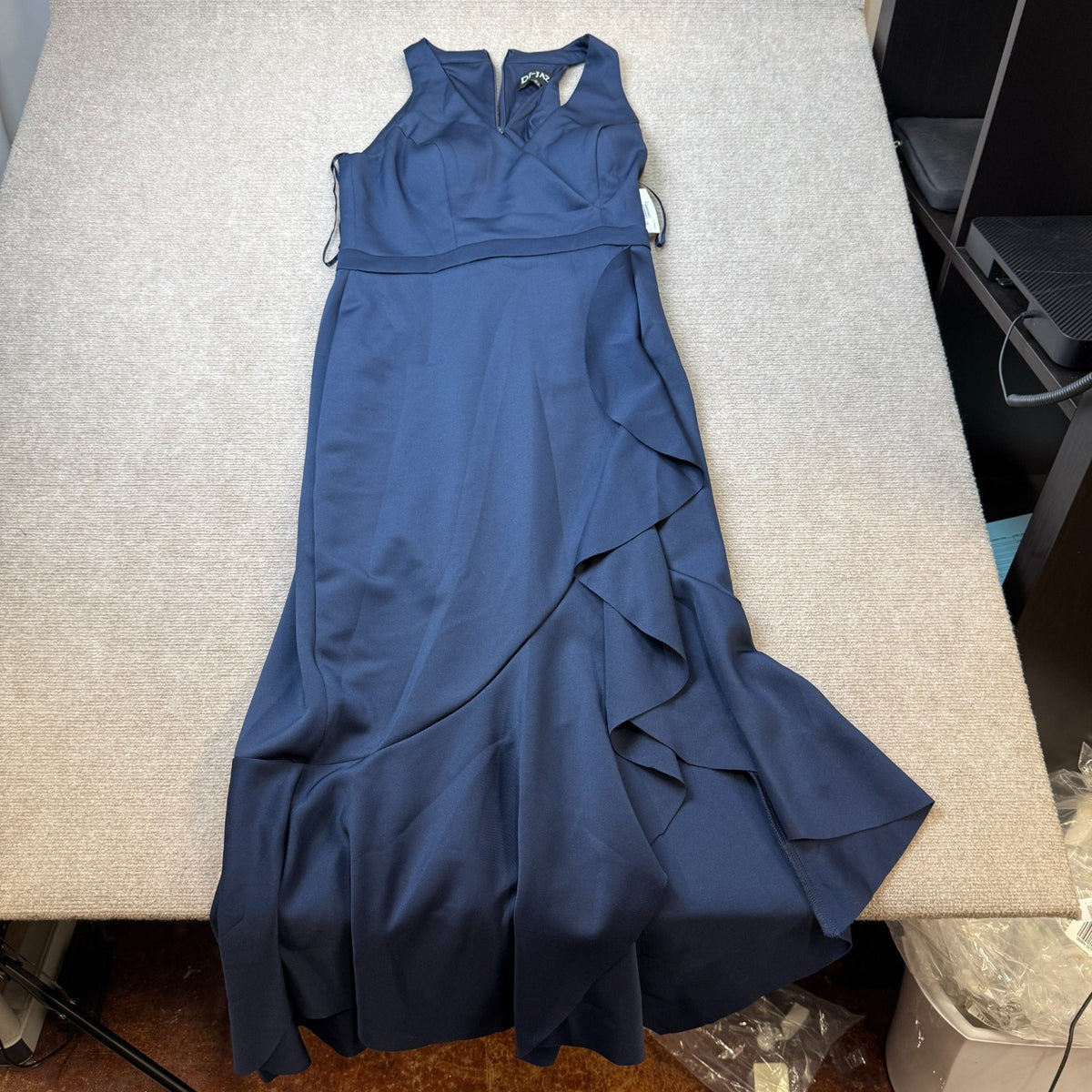 MSRP $110 DJ Jaz Women's 10, 14 Navy High-Low V Neck Sleeveless Evening Gown Dre
