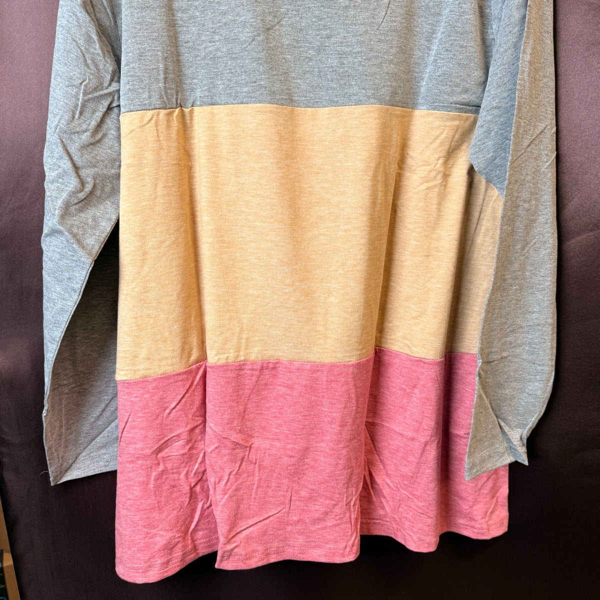 DOLNINE Womens Plus Size 14W Knotted Top Long Sleeve T-Shirt Loose Casual Blouse