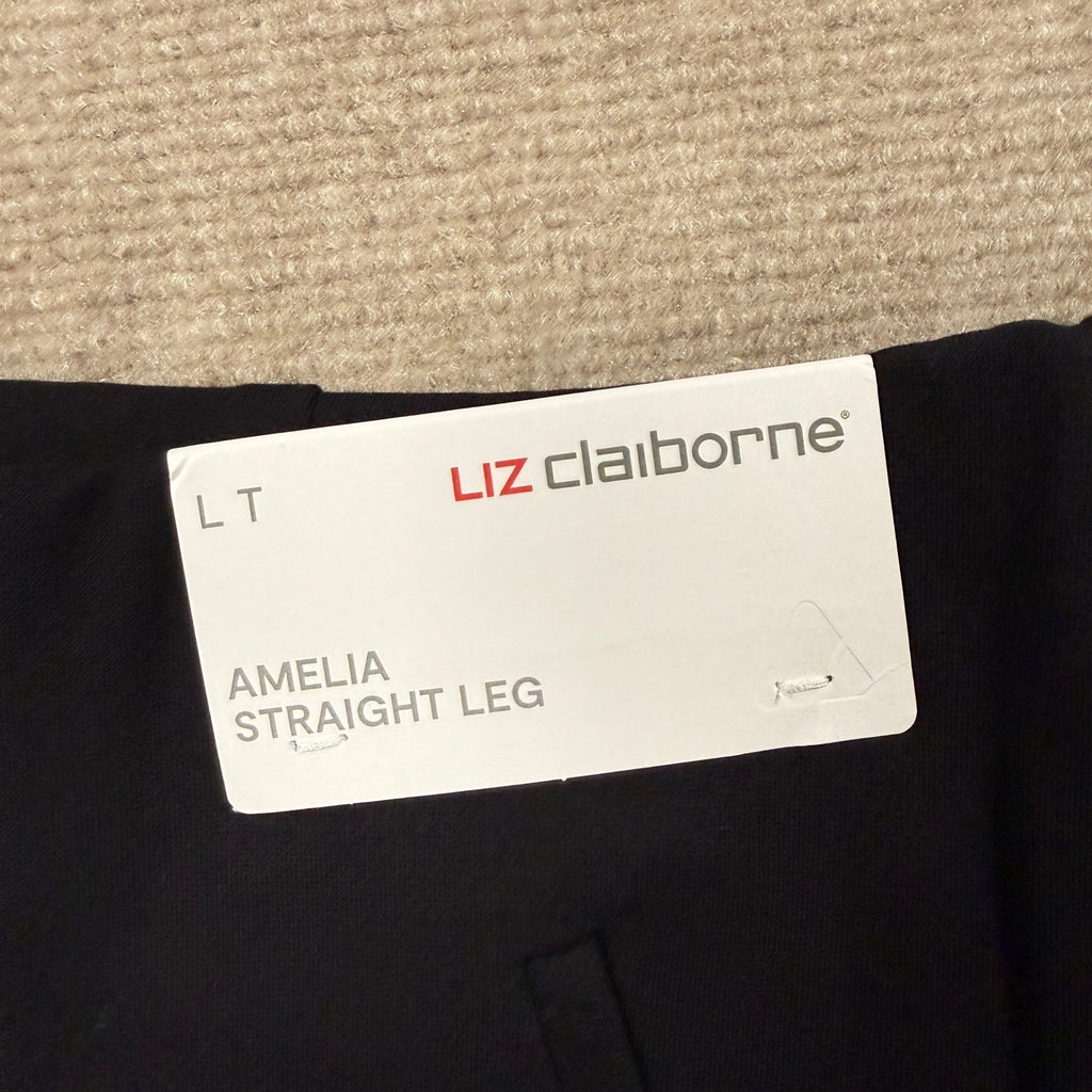 NWT Liz Claiborne Amelia Ponte Women's L Tall Black Straight Pull-On Pant