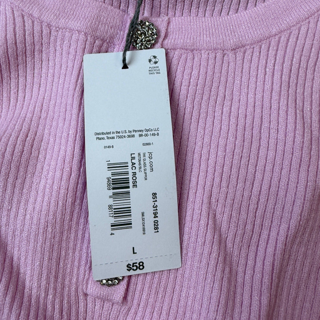 MSRP $58 Liz Claiborne Women's L Lilac Rose Ribbed Long Sleeve Sweater