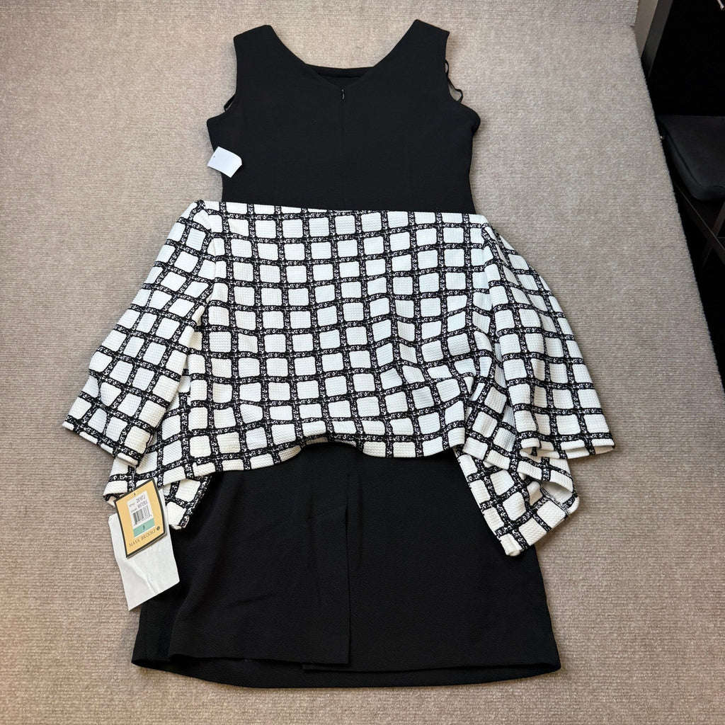 MSRP $94 Maya Brooke Womens 8 White/Black Plaid 2 Piece Jacket Dress